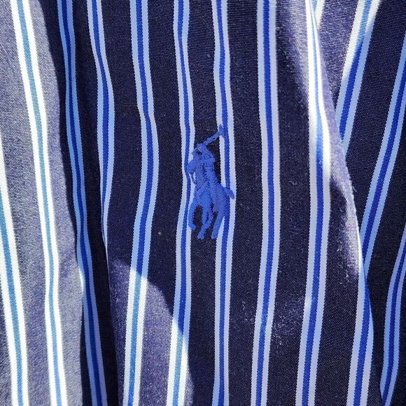 Ralph Lauren Golf Tilden Men Long Sleeve Navy Striped Cotton Shirt Size XXL - Picture 2 of 6